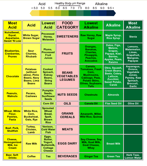 Alkaline food chart